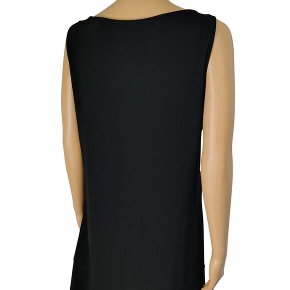 Black  Metallic Embellished VNeck Flapper Inspired Pleat Hem Drop Waist Dress - Picture 8 of 11